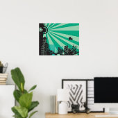 Poster 20x16 Abstrait Green City Wall Art (Bureau à domicile)