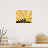 Poster 20x16 Abstrait Mur de ville jaune (Cuisine)