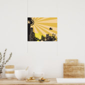 Poster 20x16 Abstrait Mur de ville jaune (Cuisine)