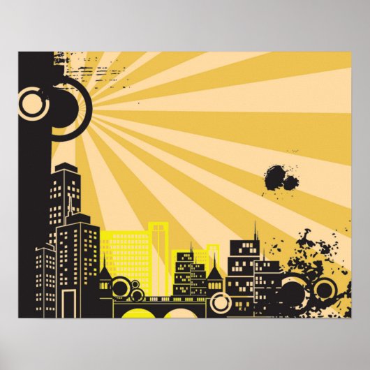 Poster 20x16 Abstrait Mur de ville jaune (Devant)