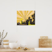 Poster 20x16 Abstrait Mur de ville jaune (Cuisine)