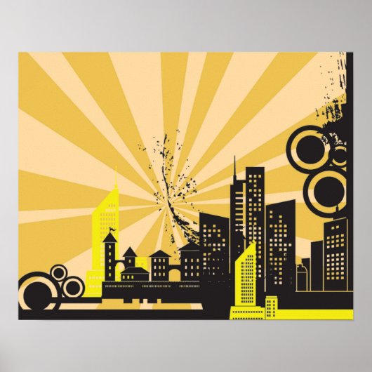 Poster 20x16 Abstrait Mur de ville jaune (Devant)
