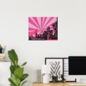 Poster 20x16 Abstrait Pink City Wall Art (Bureau à domicile)