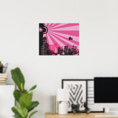 Poster 20x16 Abstrait Pink City Wall Art (Bureau à domicile)