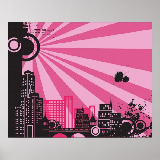 Poster 20x16 Abstrait Pink City Wall Art (Devant)