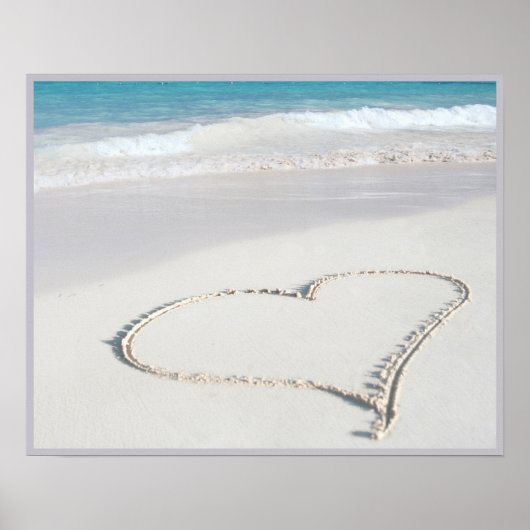 Poster 20x16 Coeur sur la plage Wall Art (Devant)