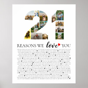 Poster 21 raisons pour lesquelles nous vous aimons affich