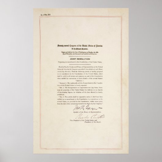 Poster 21e amendement constitutionnel mettant fin à l'int (Devant)