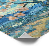 Poster 21e Anniversaire crème bleu fleur amande (Coin)