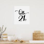 Poster 21e Anniversaire Femmes Bonjour 21 mignonne 21 ans (Cuisine)