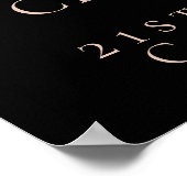 Poster 21e anniversaire noir rose or photo étoiles bienve (Coin)