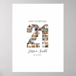 Poster 21e anniversaire Photo Collage panneau d'inscripti