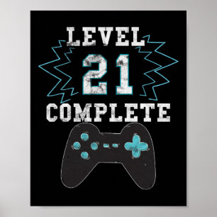 Poster 21e Anniversaire Vidéo Jeu Humour Tee Funny Gamer