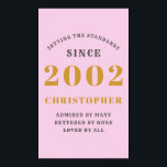 Poster 21st Birthday Born 2002 Ajouter le nom Pink Grey<br><div class="desc">Personnalisé Anniversaire ajoutez votre nom et votre affiche d'année. Modifiez le nom et l'année avec le modèle fourni. Un merveilleux accessoire de fête d'anniversaire personnalisé. Plus de cadeaux et de fournitures de fête disponibles avec le design "normes de fixation" dans le magasin.</div>