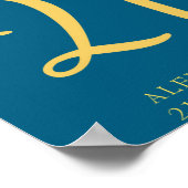 Poster 21st Birthday Party Gold Script Blue (Coin)