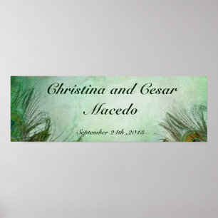 Poster 22,5 po x 7,5 po de plumes écologiques Peacock per