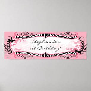 Poster 22.5"x7.5" Personalized Banner Butterfly Zebra