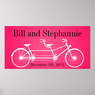 Poster 22.5"x7.5" Personalized Banner Pink Double Bike