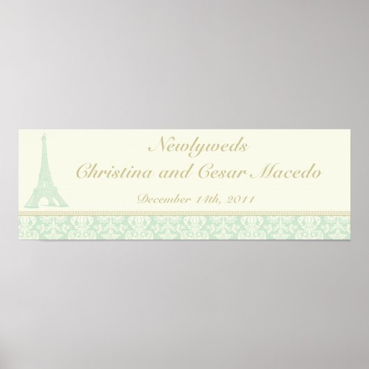 Poster 22.5"x 7.5" Personalized Banner Damask Paris (Devant)