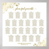 Poster 22 Table Lacy Or en Blanc Plan de Table de Mariage (Devant)