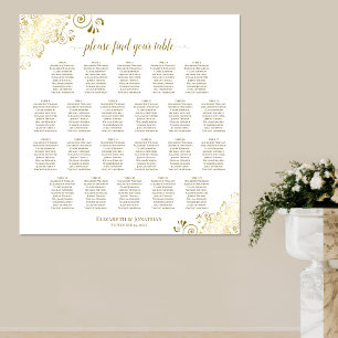 Poster 22 Table Lacy Or en Blanc Plan de Table de Mariage