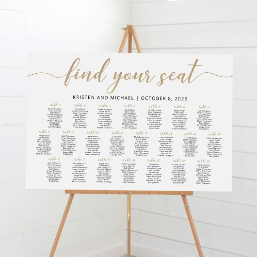 Poster 22 Tables Trouvez Votre Place Plan de table