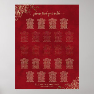 Poster 23 Frilles d'or de la table sur le Mariage rouge