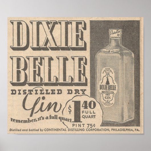 Poster 23 mars 1935 Ad Dixie Belle Gin (Devant)