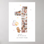 Poster 23 Photos 1er Anniversaire Teddy Bear Photo Collag (Devant)