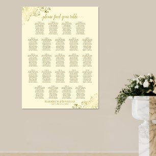 Poster 23 Table Cream & Gold Frills Mariage Seating Chart