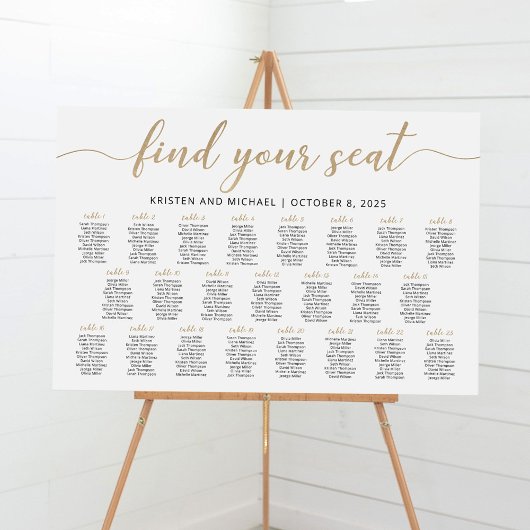 Poster 23 Tables Trouvez votre place Plan de table