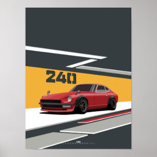 Poster 240Z Classic Rouge Performance Japonaise