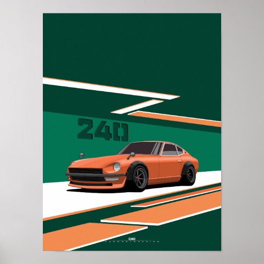 Poster 240Z Orange Classique Performance Japonaise (Devant)