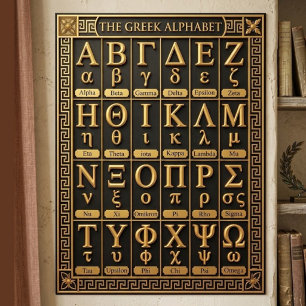 Poster 24 Lettres de l'Alphabet Grec - Cadeau Esthétique