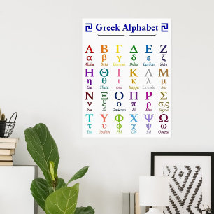 Poster 24 lettres grecques verticales de l'alphabet grec