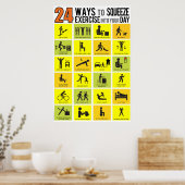 POSTER 24 MOYENS DE FAIRE DE L'EXERCICE DANS VOTRE JOUR (Cuisine)