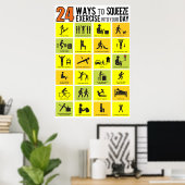 POSTER 24 MOYENS DE FAIRE DE L'EXERCICE DANS VOTRE JOUR (Bureau à domicile)