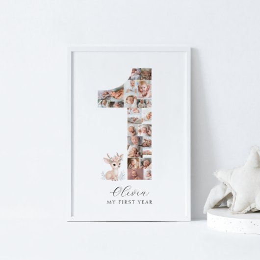 Poster 24 Photos 1er anniversaire Fawn Photo Collage