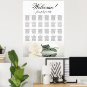 Poster 24 Table Rose blanche Élégante carte de mariage (Bureau à domicile)