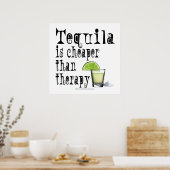 POSTER 24" X 24" - TEQUILA, MOINS CHER QUE LA THÉR (Cuisine)