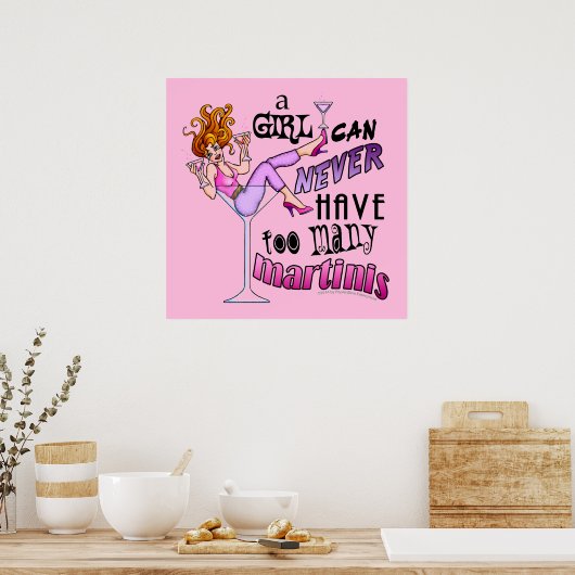 POSTER 24" X 24" - TROP DE MARTINIS (Cuisine)