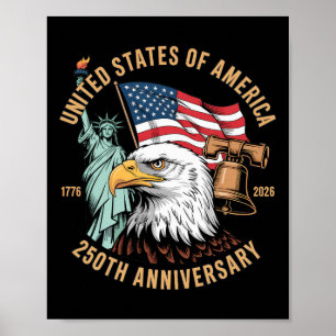Poster 250 Ans 1776-2026 250e Anniversaire Aigle Liberté