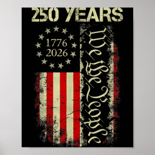 Poster 250 Ans 1776-2026 250e Anniversaire Drapeau Usa Pa