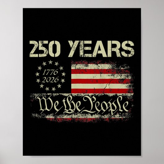 Poster 250 Ans 1776-2026 Nous Le Peuple Drapeau 250e État (Devant)