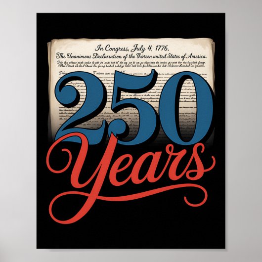 Poster 250 Ans 1776 Déclaration D'Indépendance Usa Gif (Devant)