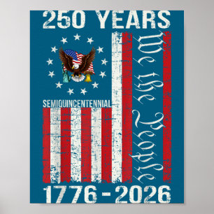 Poster 250 Ans américain 250e anniversaire États-Unis dra