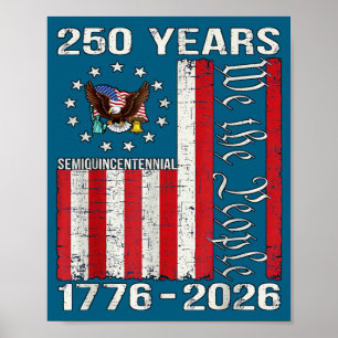 Poster 250 Ans américain 250e anniversaire usa drapeau am