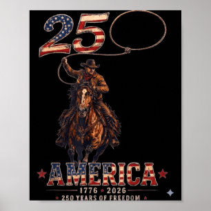 Poster 250 ans amérique 1776 2026 cowboy 250ème
