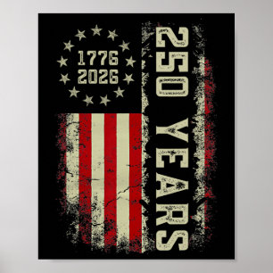 Poster 250 Ans Amérique 1776 2026 Drapeau Usa 250e Indépe