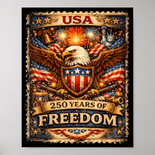 Poster 250 Ans Anniversaire Américain 1776-2026 Drapeau U